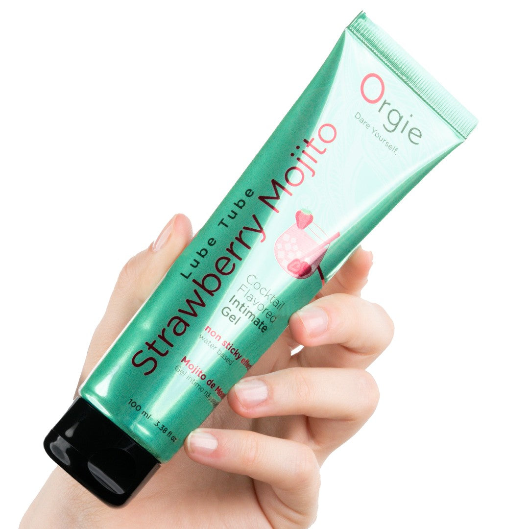 Water-based intimate gel with flavour and scent of Strawberry Mojito cocktail