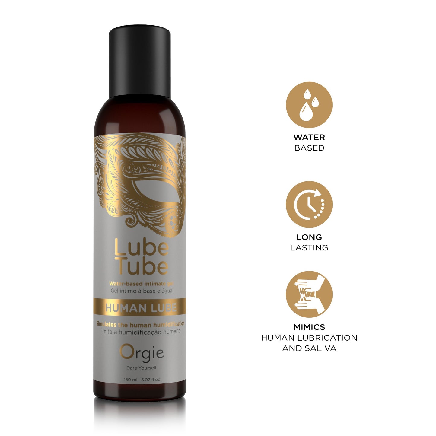 Water-based intimate gel that mimics human sexual lubrication and saliva