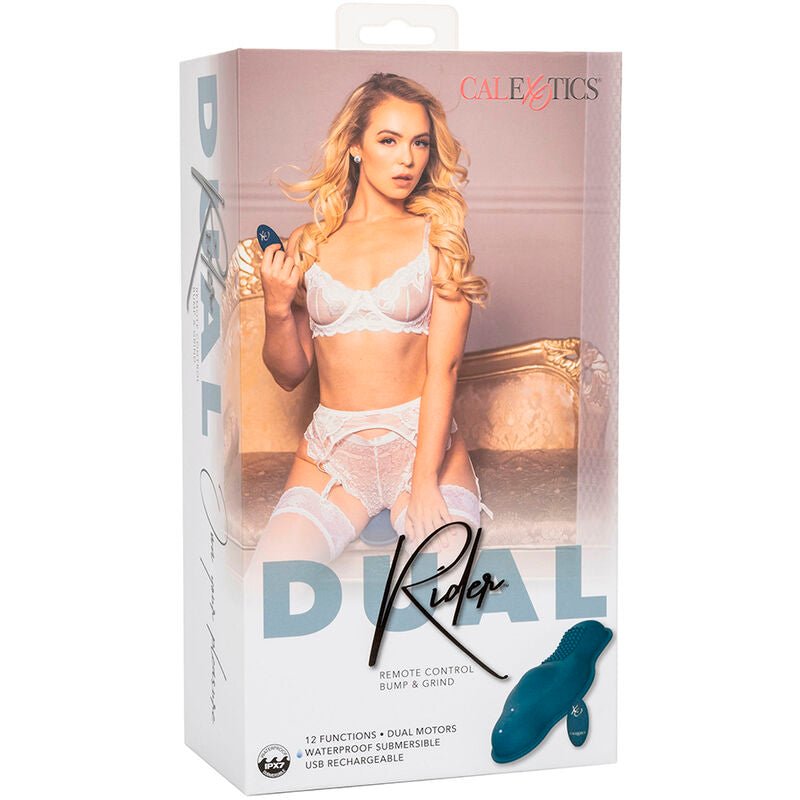 CALEXOTICS - RIDER MASSAGER DUPLO MOTOR CONTROLE REMOTO AZUL - Infernum Store