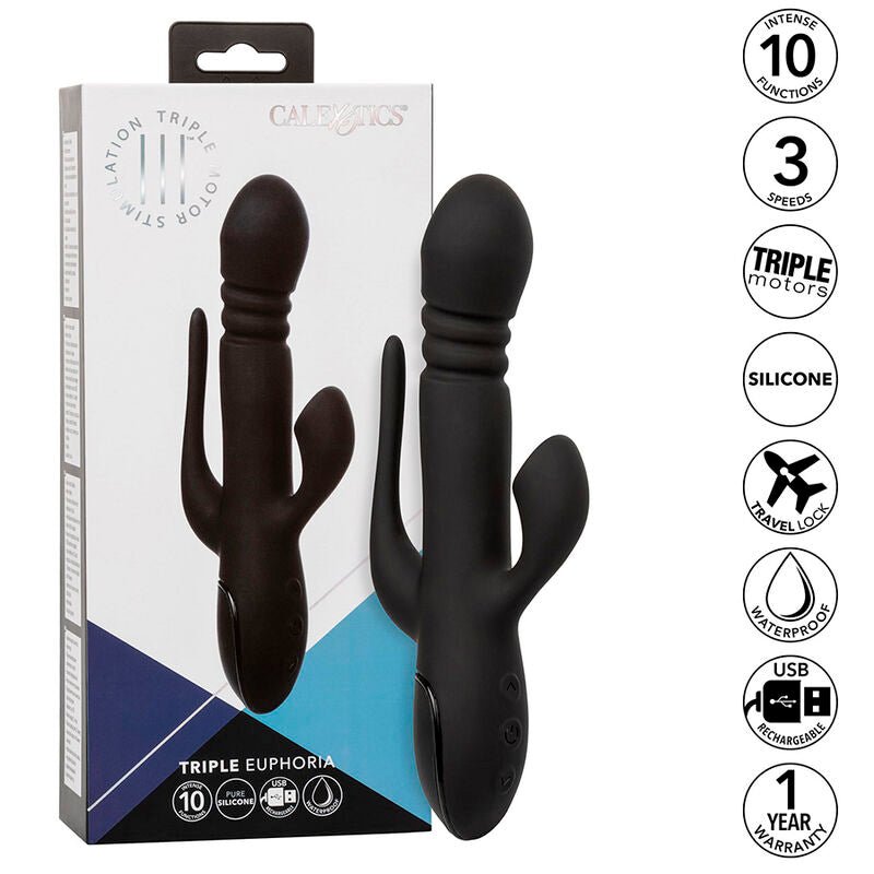 CALEXOTICS - VIBRADOR TRIPLO EUPHORIA PRETO - Infernum Store