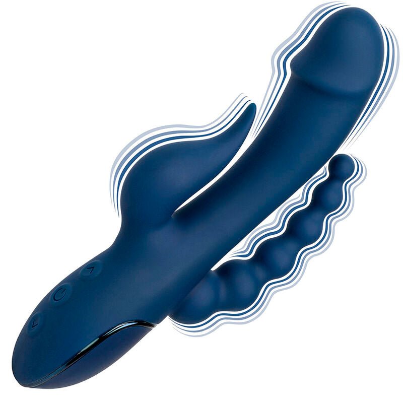 CALEXOTICS - VIBRADOR TRIPLO ORGASM AZUL - Infernum Store