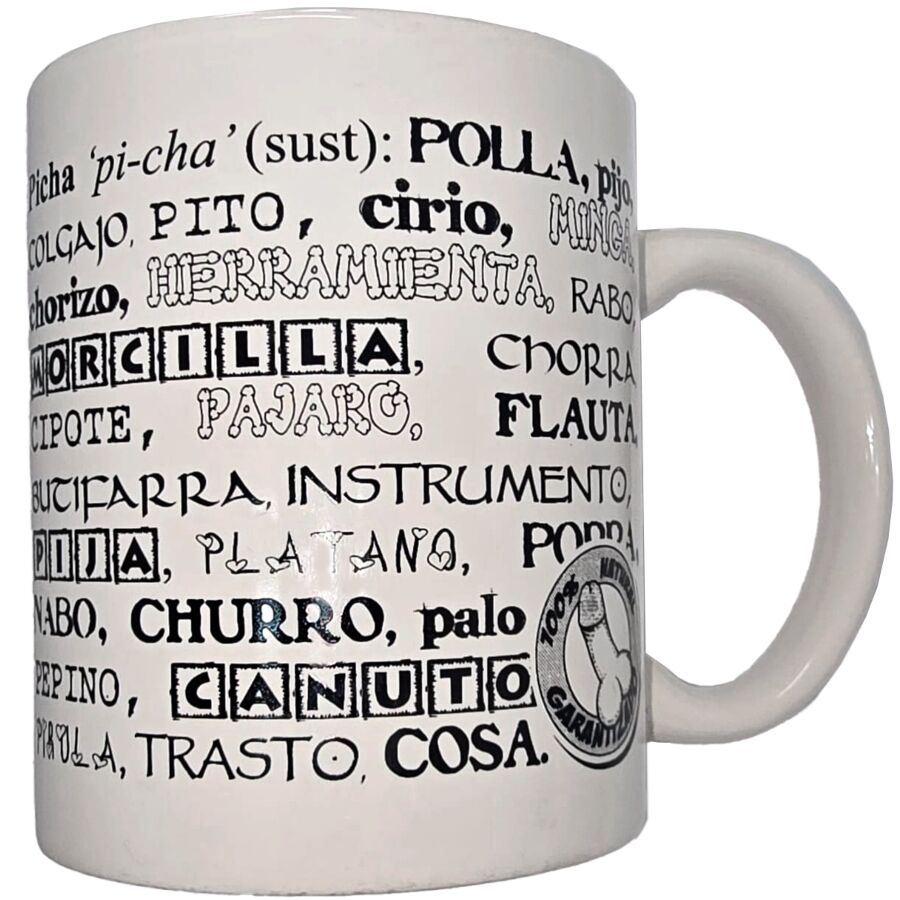 DIABLO PICANTE - WHITE MUG WITH PENIS SYNONYMS 370 ML - Infernum Store