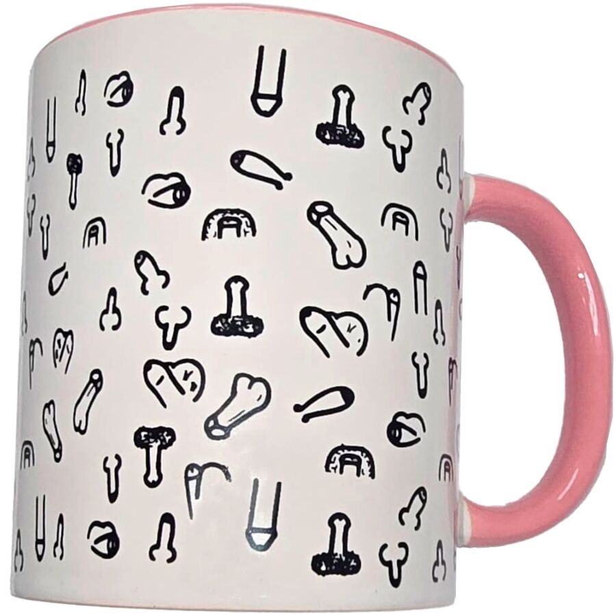 DIABLO PICANTE - WHITE PENIS MUG WITH PINK HANDLE 370 M - Infernum Store
