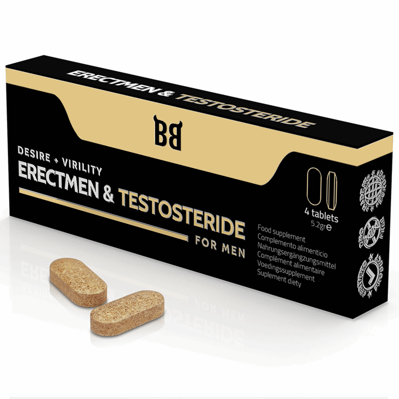 BLACK BULL - ERECTMEN & PODER DE TESTOSTERIDA E TESTOSTERONA PARA HOMENS 4 CÁPSULAS - Infernum Store