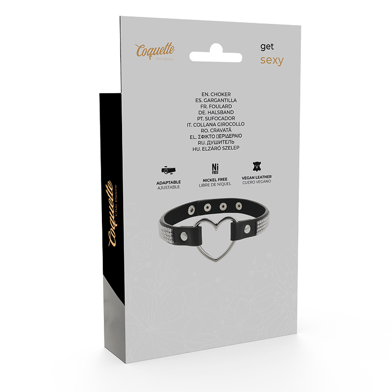 COQUETTE CHIC DESIRE - GARGANTILHA DE COURO VEGANO COM CORAO - Infernum Store