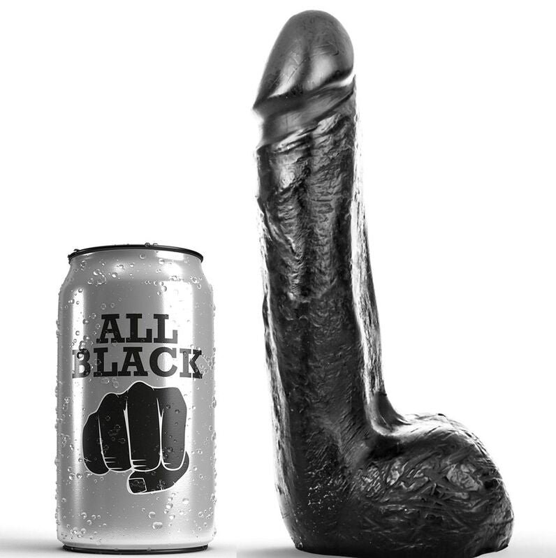 ALL BLACK - SOFT BLACK REALISTIC DILDO 20 CM - Infernum Store
