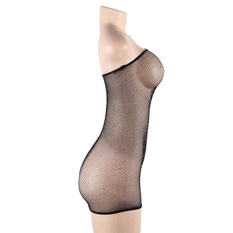 QUEEN LINGERIE - VESTIDO CORPO REDE COM DIAMANTES S/L - Infernum Store