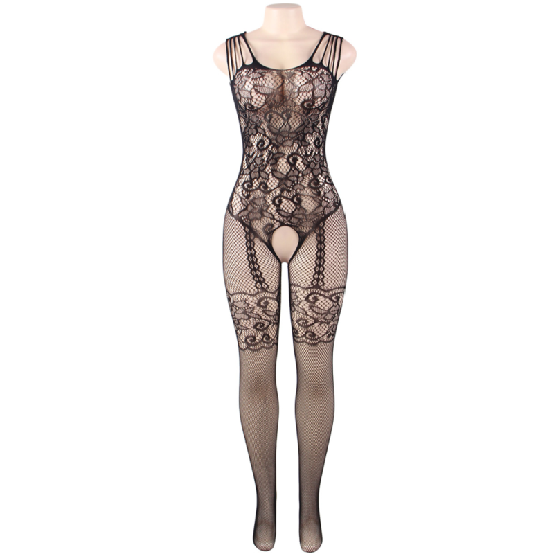 QUEEN LINGERIE - BODYSTOCKING COM ABERTURA FLOR S/L - Infernum Store