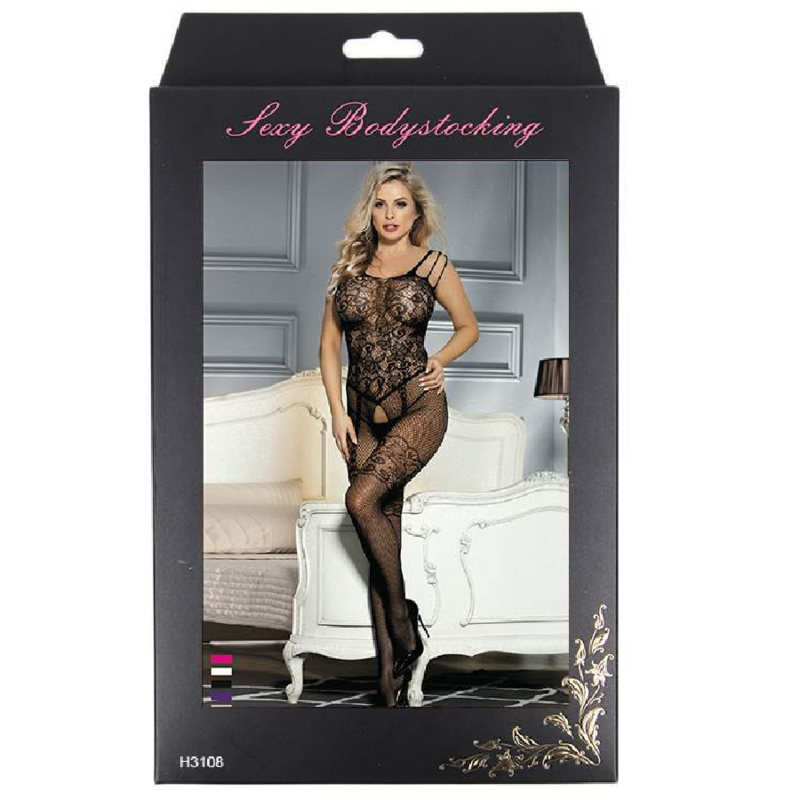 QUEEN LINGERIE - BODYSTOCKING COM ABERTURA FLOR S/L - Infernum Store