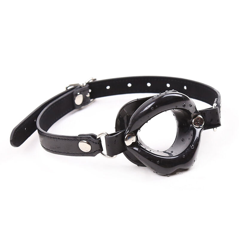 OHMAMA FETISH - GAG DE LÁBIO PRETO COM ALÇA - Infernum Store