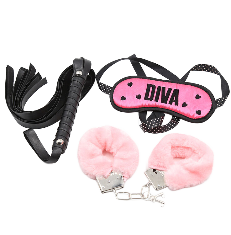 OHMAMA FETISH - CONJUNTO BONDAGE DE ALGEMAS, CHICOTE E MSCARA - Infernum Store