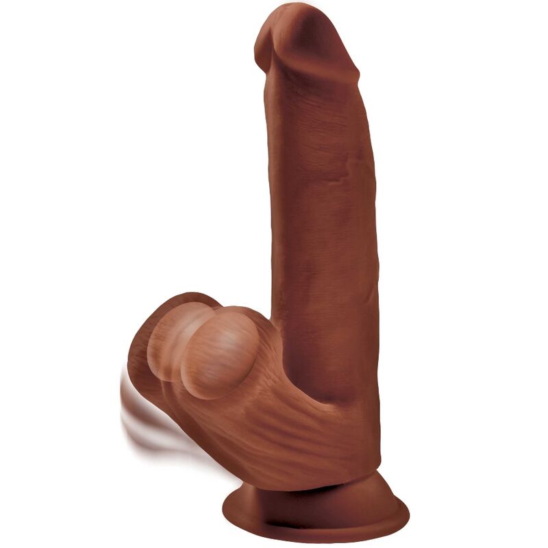KING COCK - PLUS 3D BOLAS DE BALANO DE DILDO 24.5 CM CASTANHO - Infernum Store