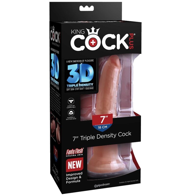 KING COCK - PLUS 3D DILDO TRIPLA DENSIDADE 18 CM - Infernum Store
