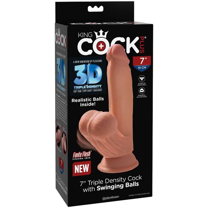 KING COCK - PLUS BOLAS DE BALANO DE DILDO 3D 15.2 CM - Infernum Store