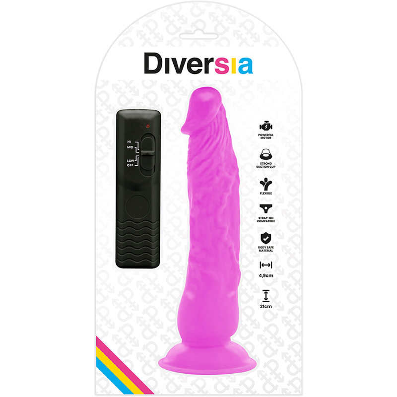 DIVERSIA - FLEXÍVEL VIBRAO VIBRANTE ROXO 21 CM -O- 4.9 CM - Infernum Store