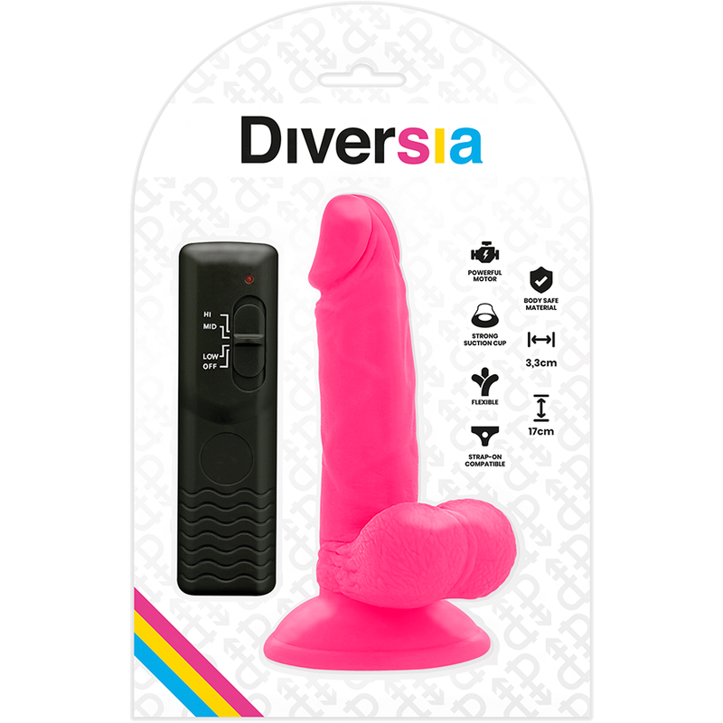 DIVERSIA - FLEXÍVEL VIBRAO VIBRAO ROSA 17 CM -O- 3.3 CM - Infernum Store