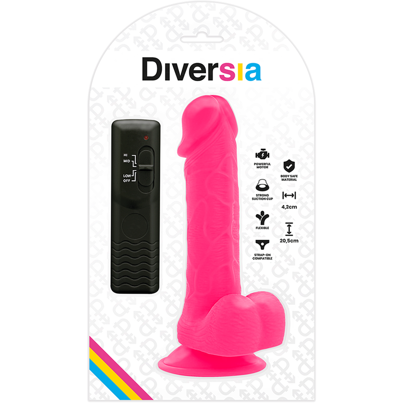 DIVERSIA - VIBRAO FLEXÍVEL DIVERSIA ROSA 20.5 CM -O- 4.2 CM - Infernum Store