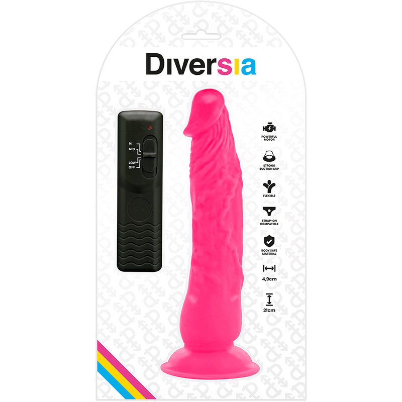 DIVERSIA - FLEXÍVEL VIBRATÓRIO ROSA 21 CM -O- 4.9 CM - Infernum Store