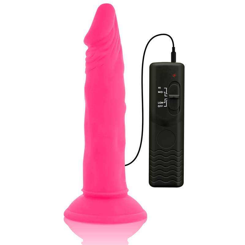 DIVERSIA - DILDO FLEXÍVE COM VIBRAO ROSA 23 CM -O- 4.3 CM - Infernum Store