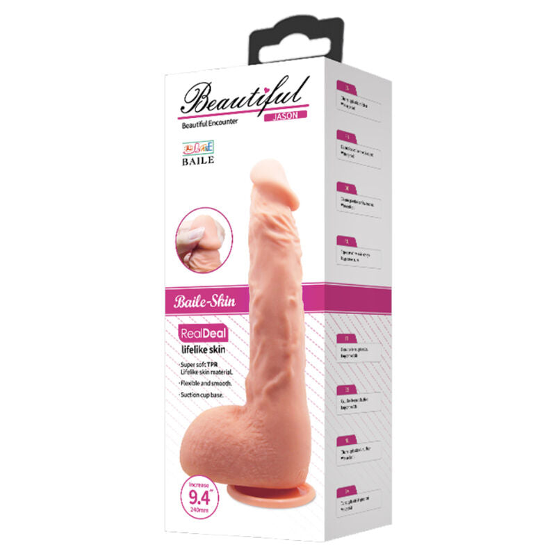 BAILE - DILDO REALISTA JASON NATURAL 24 CM - Infernum Store
