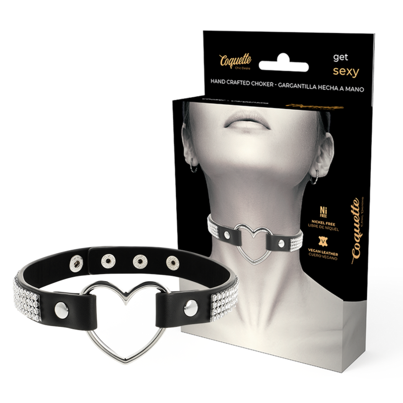 COQUETTE CHIC DESIRE - GARGANTILHA DE COURO VEGANO COM CORAO - Infernum Store