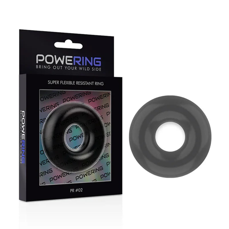 POWERING - ANEL PARA O PÉNIS SUPER FLEXÍVEL E RESISTENTE 4,5 CM PRETO - Infernum Store