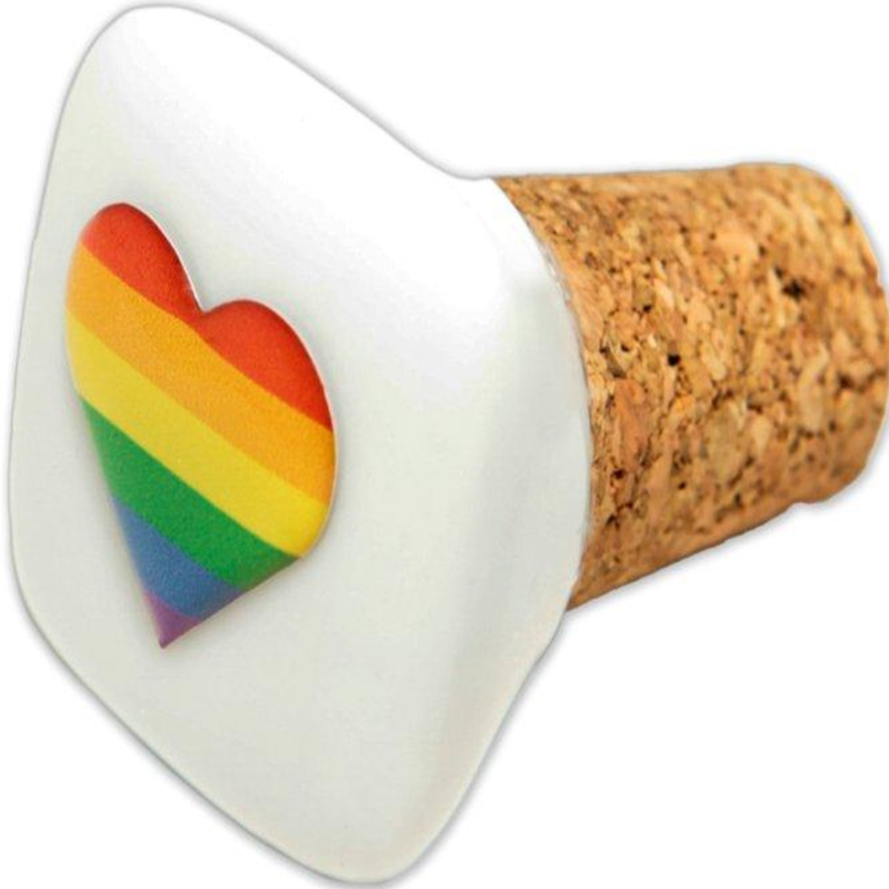 PRIDE - ROLHA QUADRADA DE CERMICA DE CORTIA COM BANDEIRA LGBT - Infernum Store