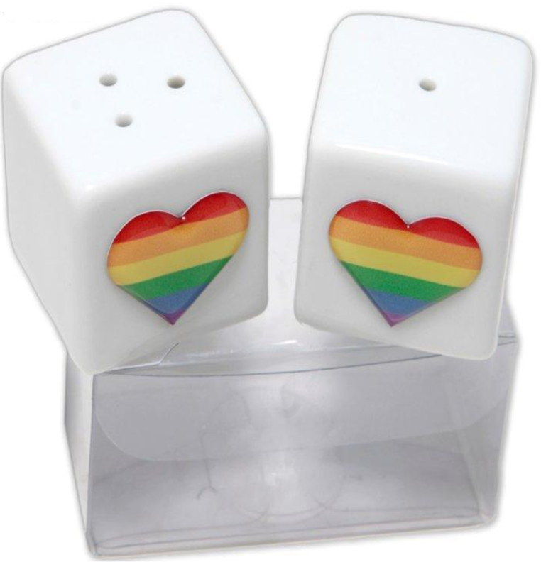 PRIDE - SALEIRO E PIMENTA DE CERMICA COM BANDEIRA LGBT - Infernum Store