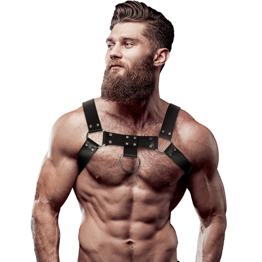 FETISH SUBMISSIVE ATTITUDE - ARNÊS DE PEITO DE COURO ECOLÓGICO MASCULINO