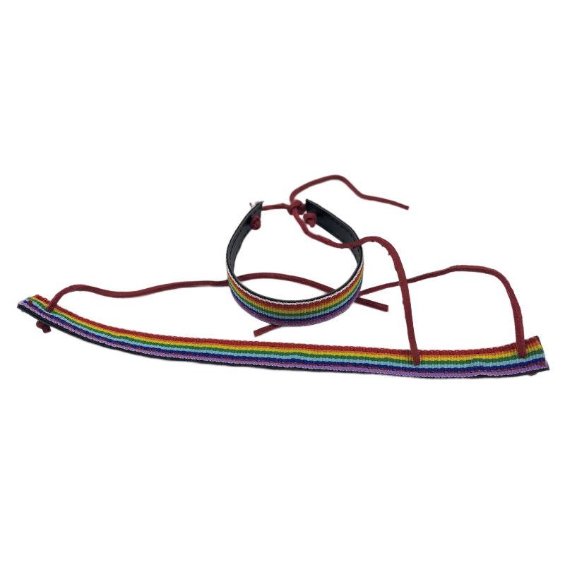 PRIDE - PULSEIRA DE COURO PRETO BANDEIRA LGBT - Infernum Store