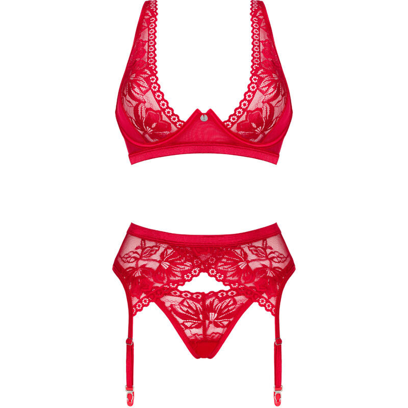 OBSESSIVE - CONJUNTO LACELOVE TRÊS PEAS VERMELHO XL/XXL - Infernum Store