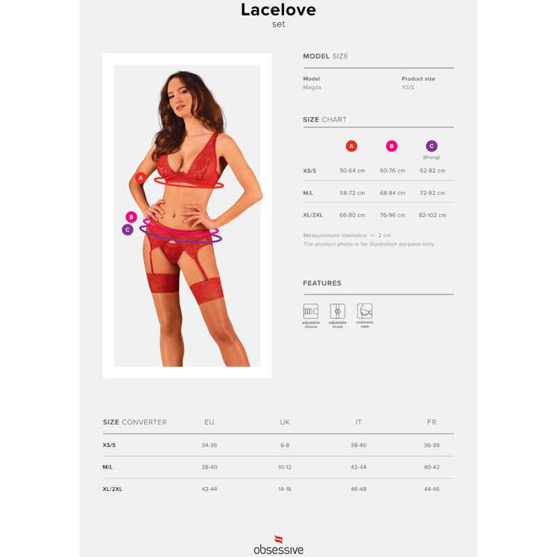 OBSESSIVE - CONJUNTO LACELOVE TRÊS PEAS VERMELHO XL/XXL - Infernum Store