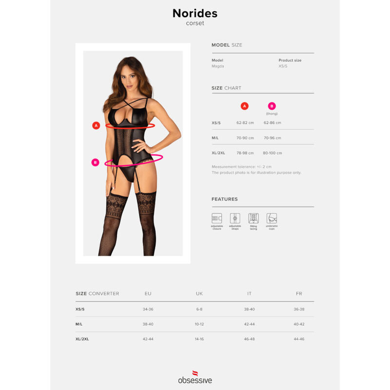 OBSESSIVE - CORSET NORIDES E TANGA XL/XXL - Infernum Store