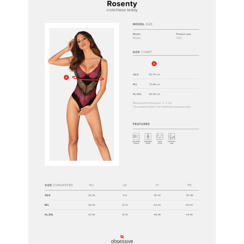 OBSESSIVE - ROSENTY CROTCHLESS TEDDY XS/S - Infernum Store