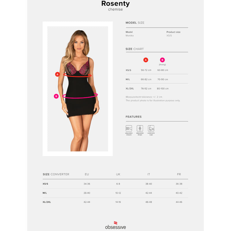 OBSESSIVE - ROSENTY CHEMISE & TANGA XL/XXL - Infernum Store