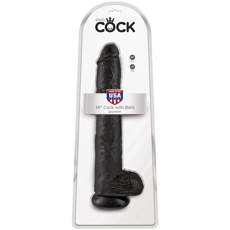 KING COCK - PÊNIS REALÍSTICO COM BOLAS 30.5 CM PRETO - Infernum Store