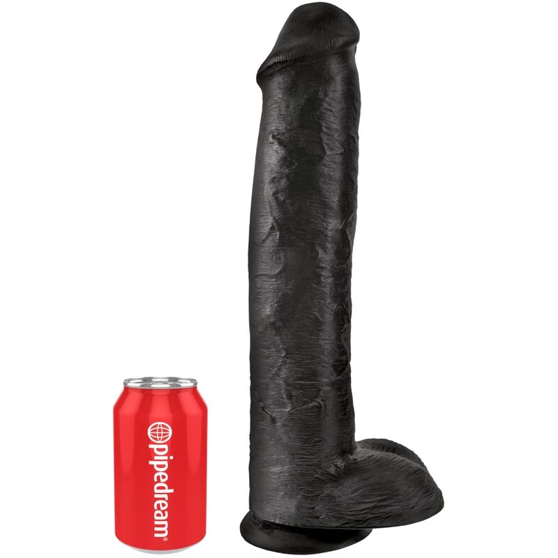 KING COCK - PÊNIS REALÍSTICO COM BOLAS 34.2 CM PRETO - Infernum Store