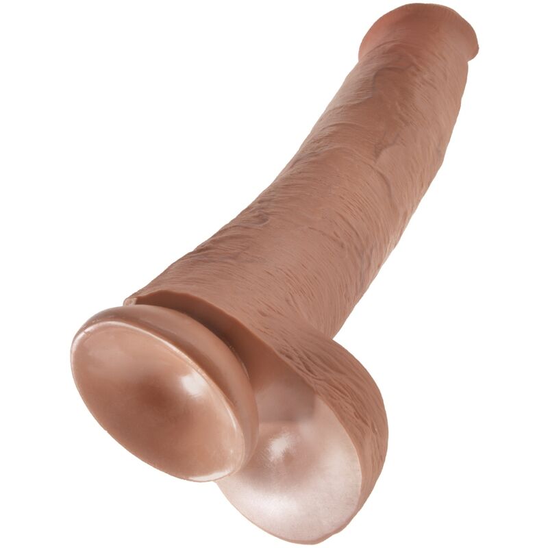KING COCK - PÊNIS REALÍSTICO COM BOLAS 34.2 CM CARAMELO - Infernum Store