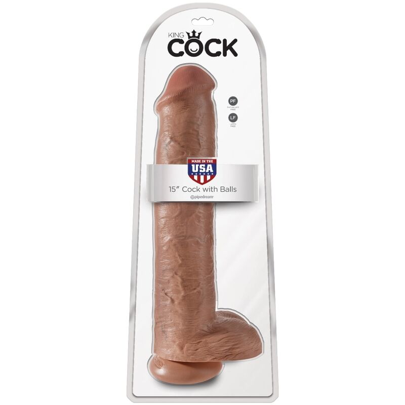 KING COCK - PÊNIS REALÍSTICO COM BOLAS 34.2 CM CARAMELO - Infernum Store