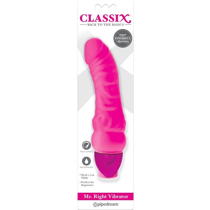CLASSIX - DILDO VIBRANTE MR. RIGHT MULTI-VELOCIDADE 15,5 CM ROSA - Infernum Store