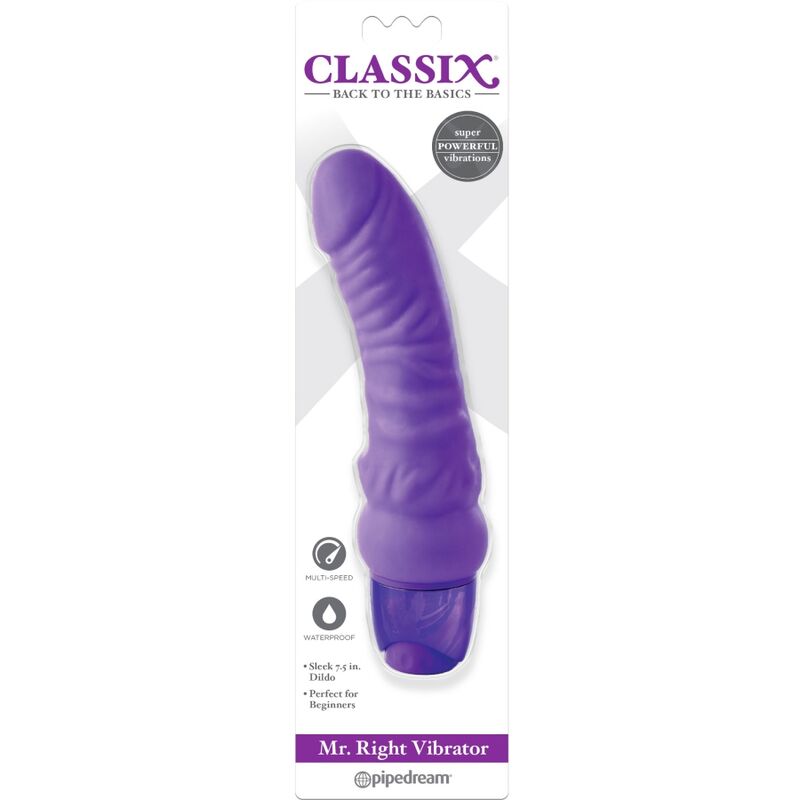 CLASSIX - DILDO VIBRANTE MR. RIGHT MULTI-VELOCIDADE 15,5 CM ROXO - Infernum Store