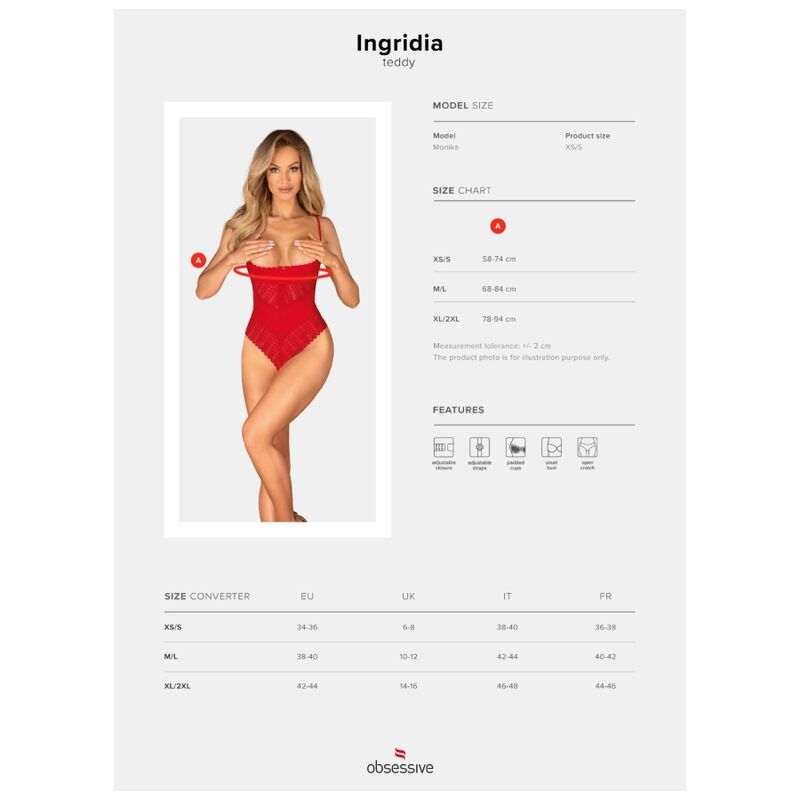 OBSESSIVE - INGRIDIA CROTCHLESS VERMELHO XL/XXL - Infernum Store