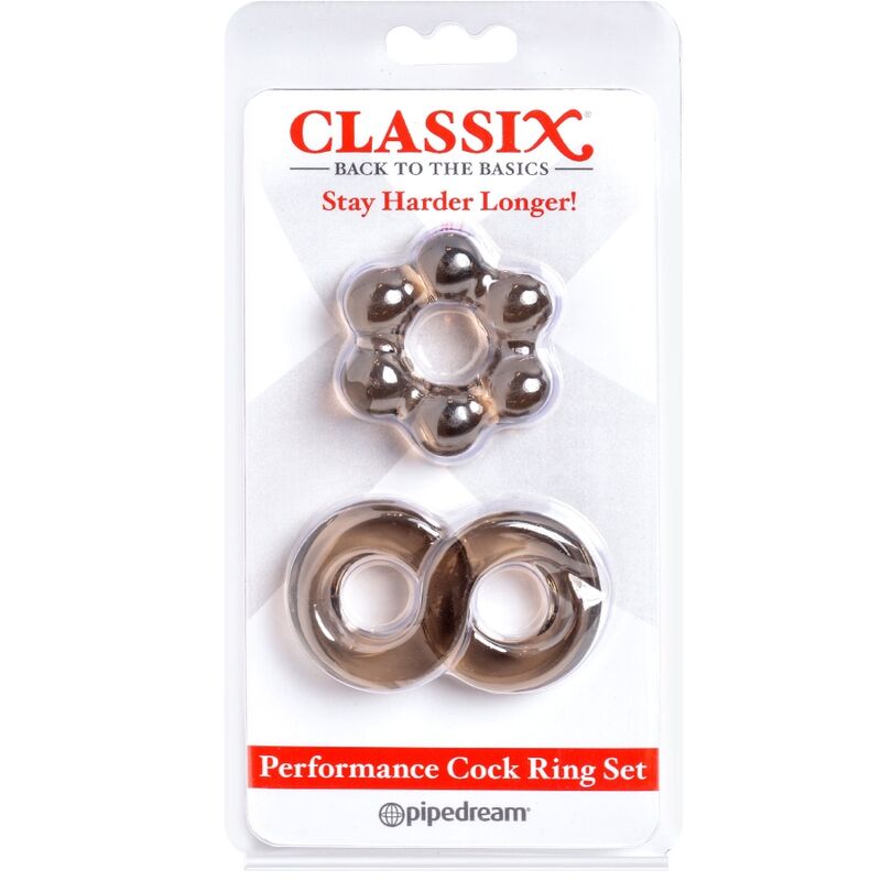 CLASSIX - CONJUNTO DE 2 ANÉIS PARA O PÊNIS CINZA - Infernum Store