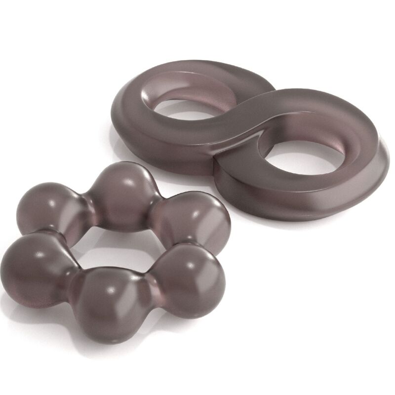 CLASSIX - CONJUNTO DE 2 ANÉIS PARA O PÊNIS CINZA - Infernum Store