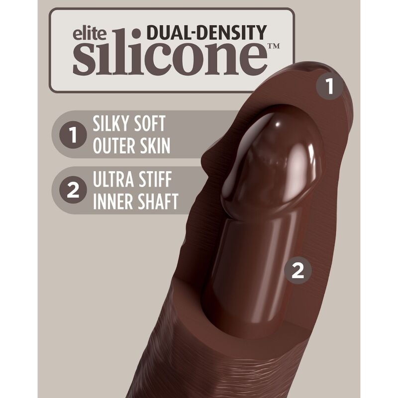 KING COCK - ELITE DILDO DE SILICONE REALISTA 28 CM MARROM - Infernum Store