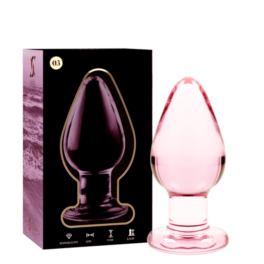 NEBULA SERIES BY IBIZA - MODELO 3 ANAL PLUG VIDRO BOROSILICADO ROSA 11 CM -O- 5 CM