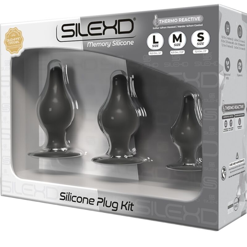 SILEXD - KIT ANAL PLUG PREMIUM SILEXPAN SILICONE TERMOREATIVO TAMANHO S/M/L - Infernum Store