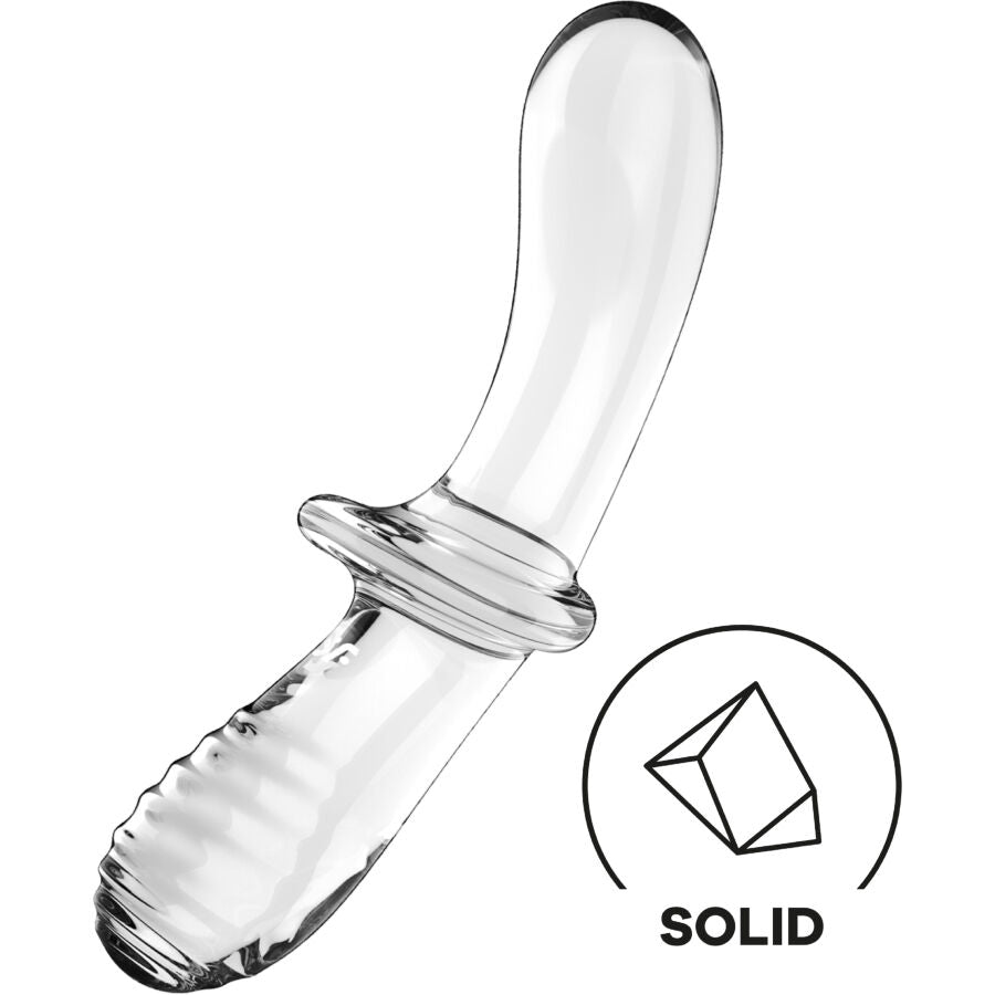 SATISFYER - DILDO DE CRISTAL DUPLO TRANSPARENTE - Infernum Store