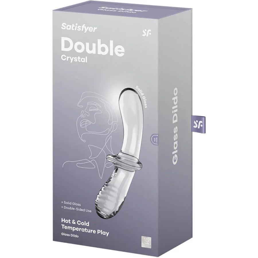 SATISFYER - DILDO DE CRISTAL DUPLO TRANSPARENTE - Infernum Store