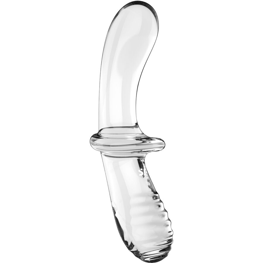 SATISFYER - DILDO DE CRISTAL DUPLO TRANSPARENTE - Infernum Store